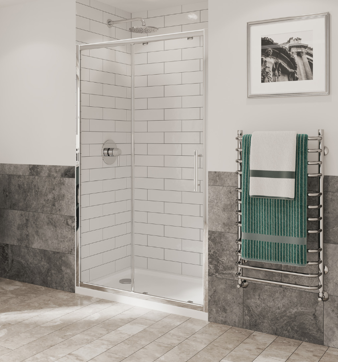 Coram - OPTIMA 6 - Sliding Door, Shower Enclosure, Chrome / White (Different Sizes)