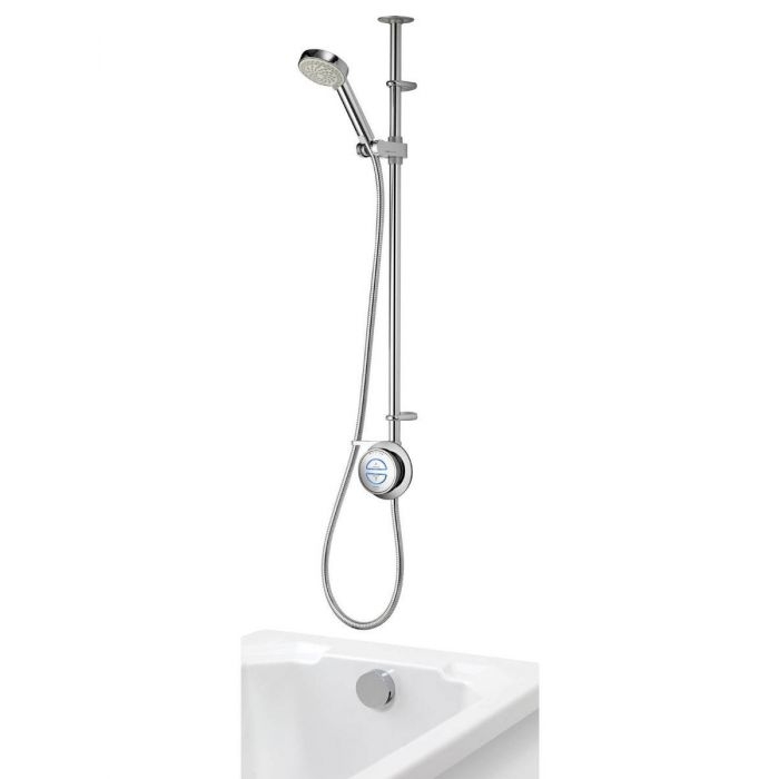 Aqualisa - QUARTZ CLASSIC - Dual Outlet, Smart Exposed Shower with Adj. Head & Bath Overflow Filler (HP/Combi / Gravity Pumped)