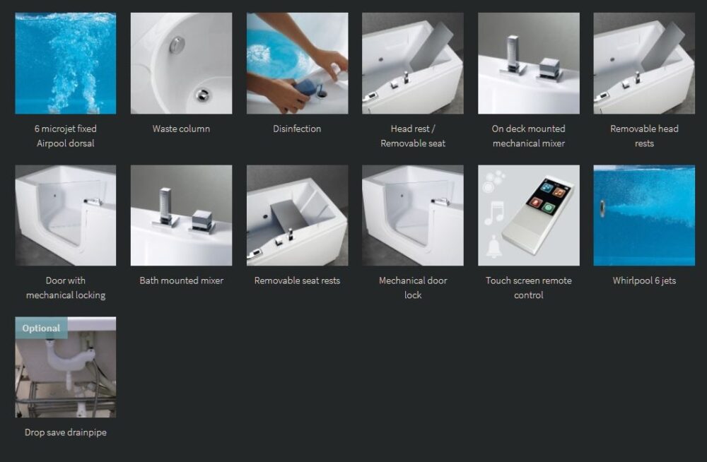 Novellini - IRIS - Easy Access, Walk-in, Multi-function Bathtub (STANDARD WITH FRAME) - Image 2