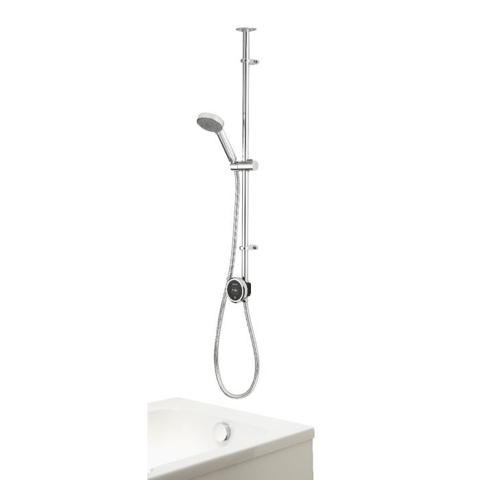 Aqualisa - QUARTZ TOUCH - Exposed Smart Shower with ADJUSTABLE HEAD & BATH OVERFLOW FILLER (HP/Combi / Gravity Pumped) 