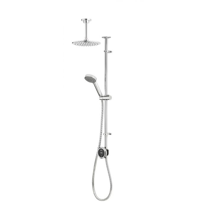 Aqualisa - QUARTZ TOUCH - Exposed Smart Shower with ADJUSTABLE & FIXED CEILING HEAD (HP/Combi / Gravity Pumped)