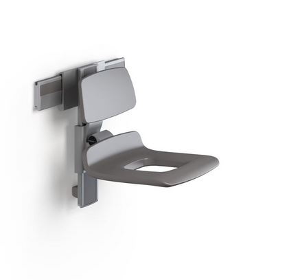 Pressalit - PLUS - Shower Seat with Aperture & Backrest, 450mm (Manually Height & Sideways Adj.)