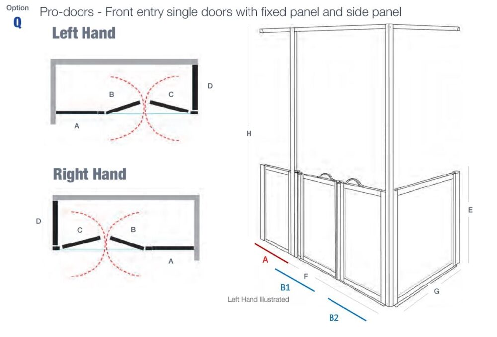 FC - OPTION Q - PRO-DOOR - Front Entry Single Doors with Fixed Panel & Side Panel (Advance Rise & Glide Door System)