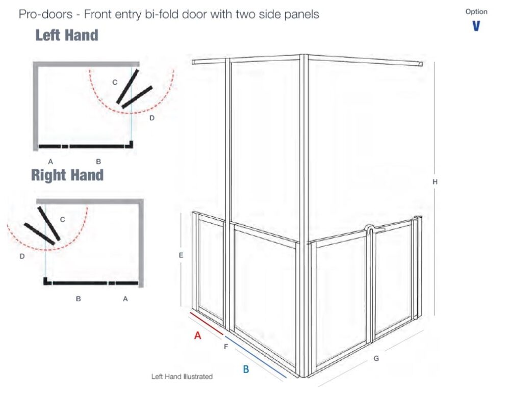 FC - OPTION V - PRO-DOOR - Front Entry Bi-fold Door with Two Side Panels (Advance Rise & Glide Door System), PRODOOR OPTION V