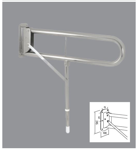 Bathex - PROFESSIONAL - Double Arm Hinged Support Rail, SS, 760mm (35057, 35237)