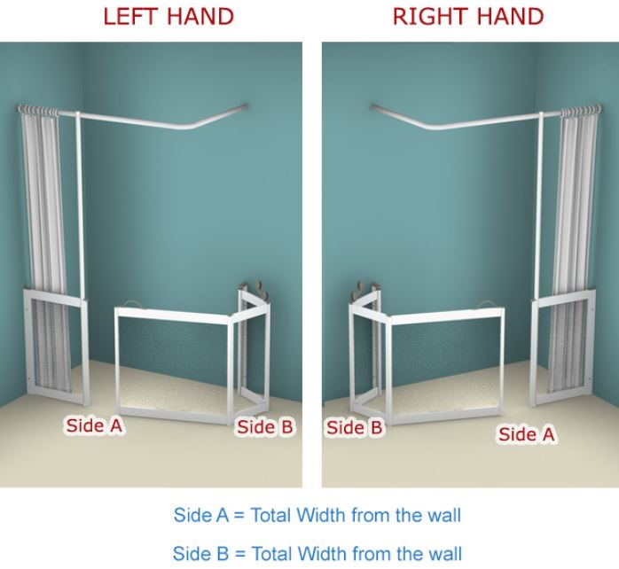AKW - Contour - WF13 - Tri-folding Shower Doors (Fixed Panel with a vertical, curtain rail support pole) (Email for Quote)