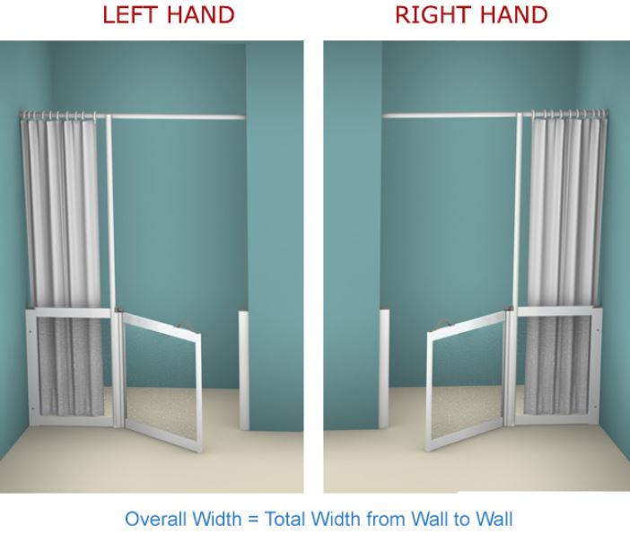 AKW - Contour - WF23 - Single Shower Door (Hinging From The Vertical, Curtain Rail Support Pole) (Email for Quote)