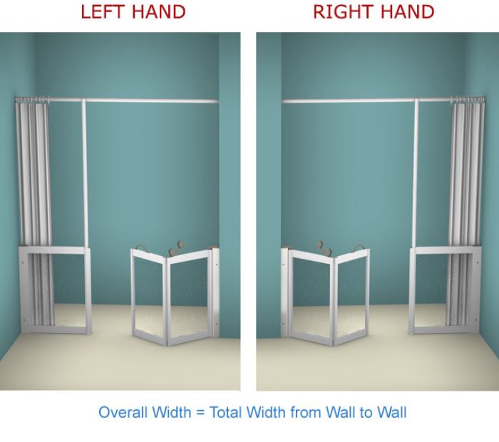 AKW - Contour - WF24 -  Bi-folding Door (Hinging From The Wall for Easy Access with a Vertical, Curtain Rail Support Pole) (Email for Quote)