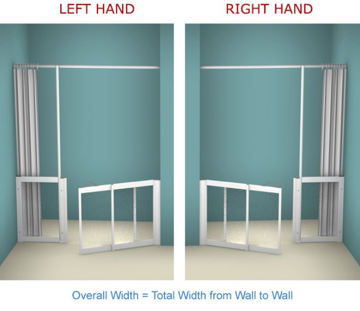 AKW - Contour - WF27 - Sliding Shower Doors (Extends across the shower area to meet a 500mm fixed panel. Fits between two walls minimum 1375mm) (Email for Quote)