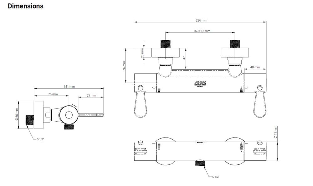 AKW - ARKA - CARE Thermostatic Mixer Shower Valve + CARE Kit & Grab Bar (TMV3, WRAS) - Image 6