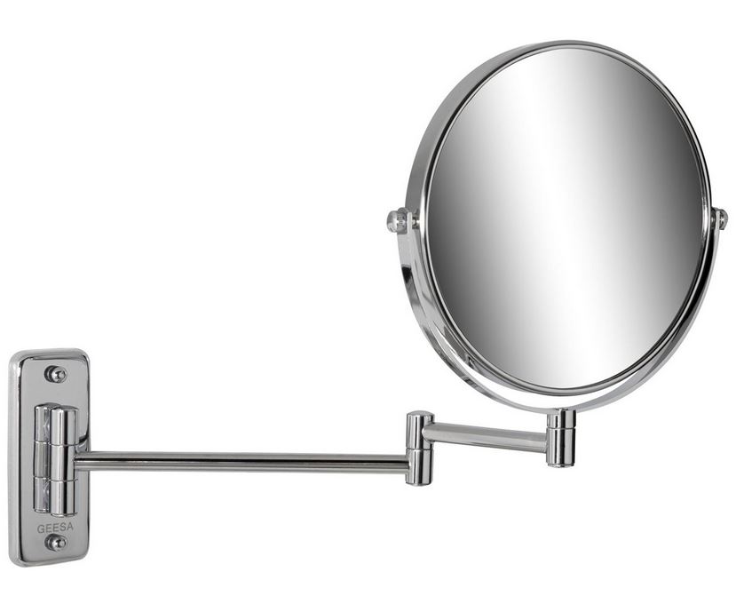 GEESA - Shaving Mirror with 2-Arms (Round Frame, 3x Magnification, Chrome)