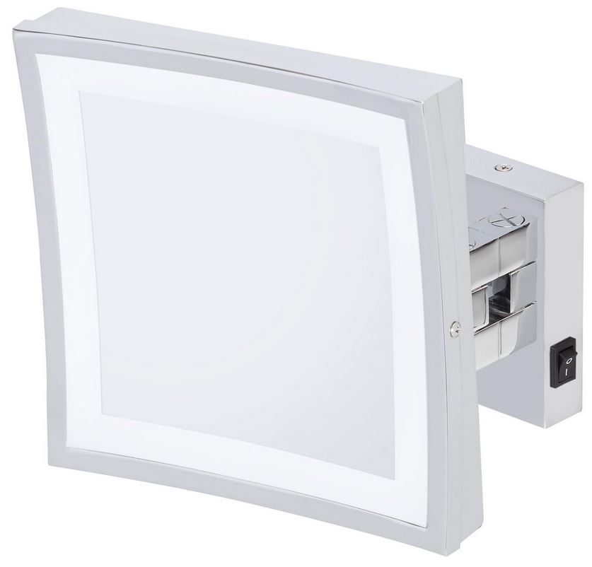 GEESA - Shaving Mirror 2-Arms & LED Light (Square Frame, 5x Magnification, Chrome) - Image 3