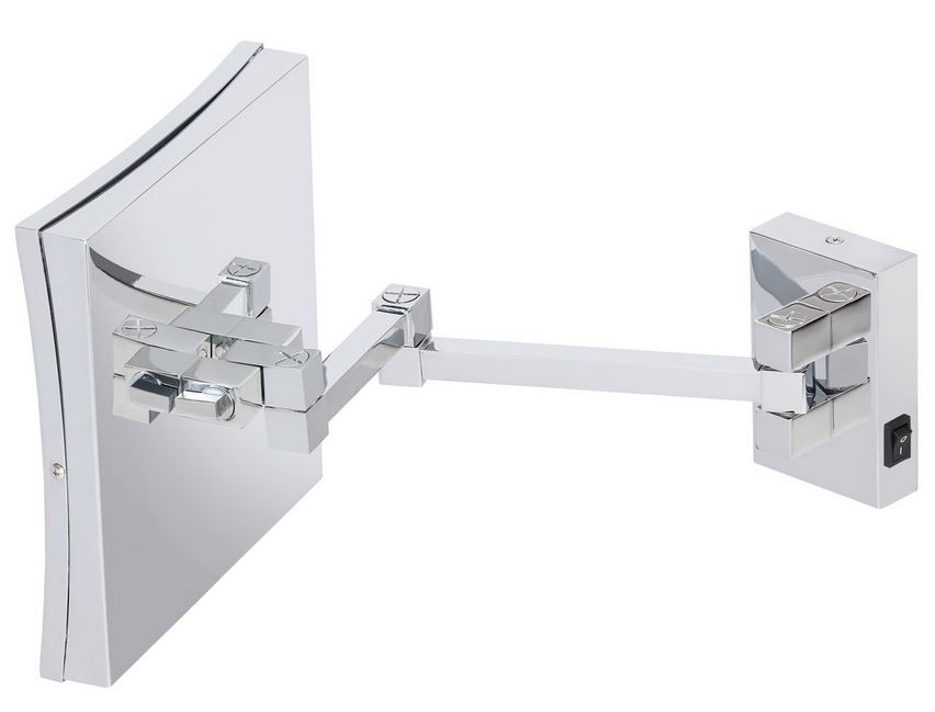 GEESA - Shaving Mirror 2-Arms & LED Light (Square Frame, 5x Magnification, Chrome) - Image 2