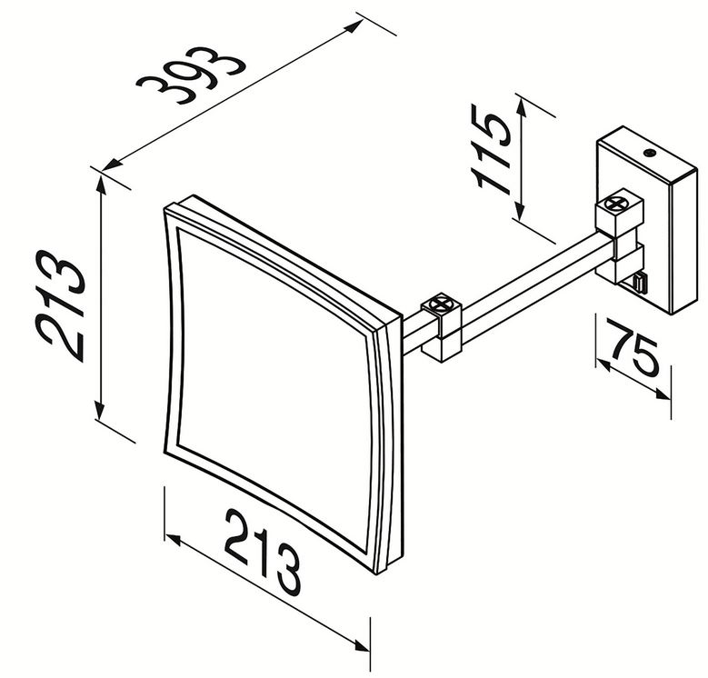 GEESA - Shaving Mirror 2-Arms & LED Light (Square Frame, 5x Magnification, Chrome) - Image 4