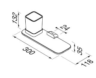 GEESA - SHIFT - Shelf with Glass & Holder, Matt Black Marble (300 x 130 x 118mm) - Image 2