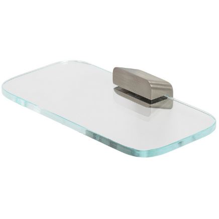 GEESA - SHIFT - Bathroom Shelf, Glass, Brushed Stainless Steel (220 x 35 x 118mm)