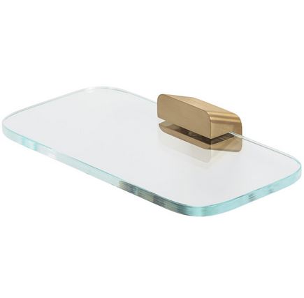 GEESA - SHIFT - Bathroom Shelf, Glass, Brushed Gold (220 x 35 x 118mm)