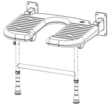AKW - 4000 SERIES - Extra Wide HORSESHOE Seat with Support Legs, White, UNPADDED