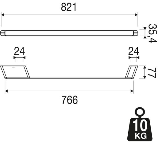 GEESA - SHIFT - Towel Rail with Shelf, 800mm (Chrome / Black / Steel / Gold) - Image 3