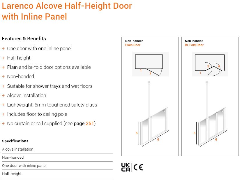 Larenco Alcove - Half-Height Door with Inline Panel (Plain or Bi-fold)