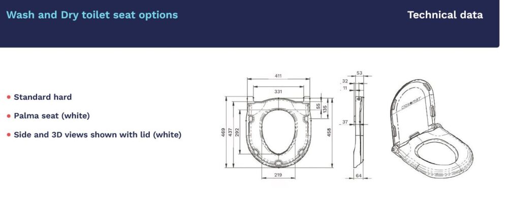 CLOSOMAT - Palma Vita, Toilet Seat & Cover with Hinges (Standard) Non Returnable Item - Image 2