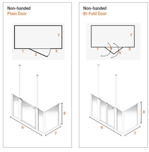 AKW - LARENCO - CORNER with Half-Height Door with 2 Inline Panels & Side Panel (Plain / Bi-fold) (Options)