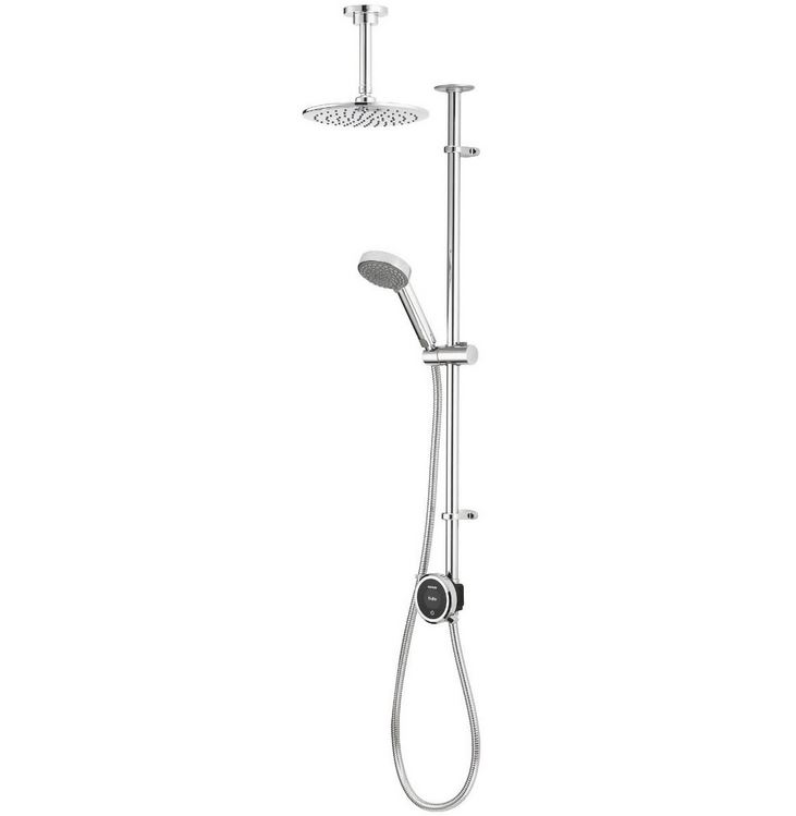 Aqualisa - QUARTZ TOUCH - Smart Digital Shower Concealed with Adj. Head & Fixed Ceiling Head (HP/Combi/Gravity)