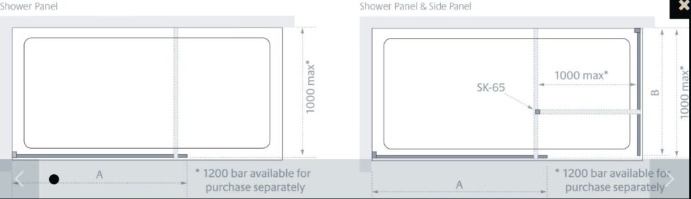 Lakes - CANNES - Shower Panel & Optional Side Panel (Alcove / Corner / Recess / Walk-In / Flat Wall) - Image 2