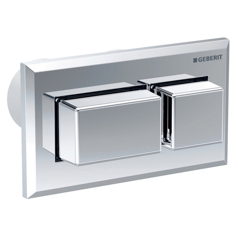 Geberit - Flush Actuation; Pneumatic; Dual flush Protruding: gloss chrome-plated