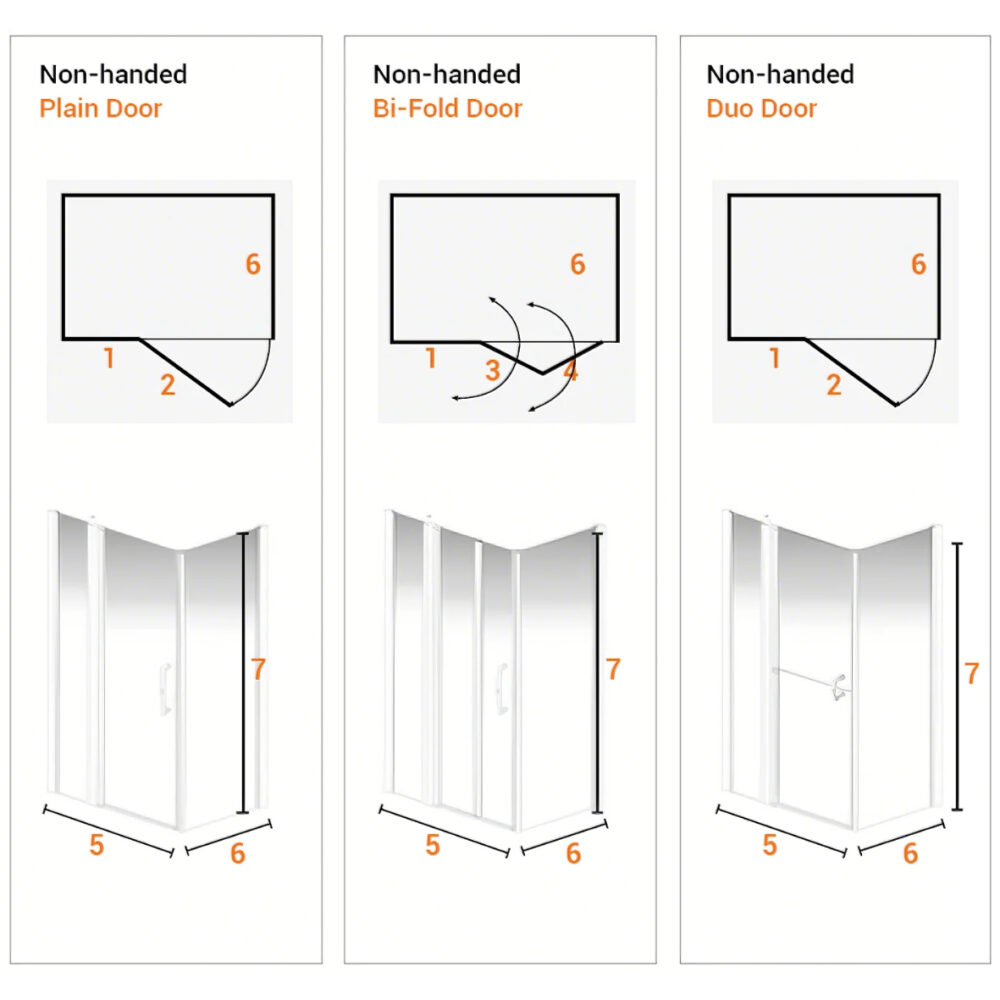 AKW - LARENCO - CORNER Full Height Door with Inline Panel & Side Panel (Plain / Bi-fold / Duo)