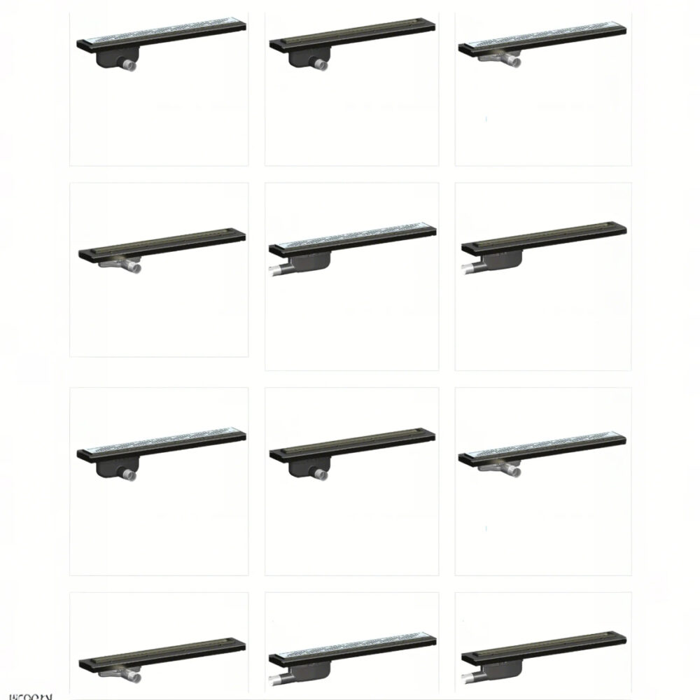 N&C - PHLEXILINE LIVING - Linear Drain Assembly, Twist / Tile Grate, 600/800mm, Side / Low Outlet