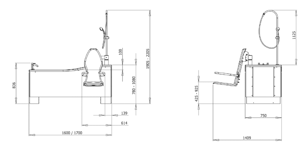 Astor Bannerman - Astor Compact Pure - Height Adjustable Bath with Powered Fixed Seat (1700mm) - Image 2