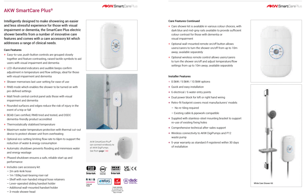 AKW - SmartCare Plus - Electric Shower & Care Kit (8.5 / 9.5 / 10.5kW) (White / Chrome) - Image 2