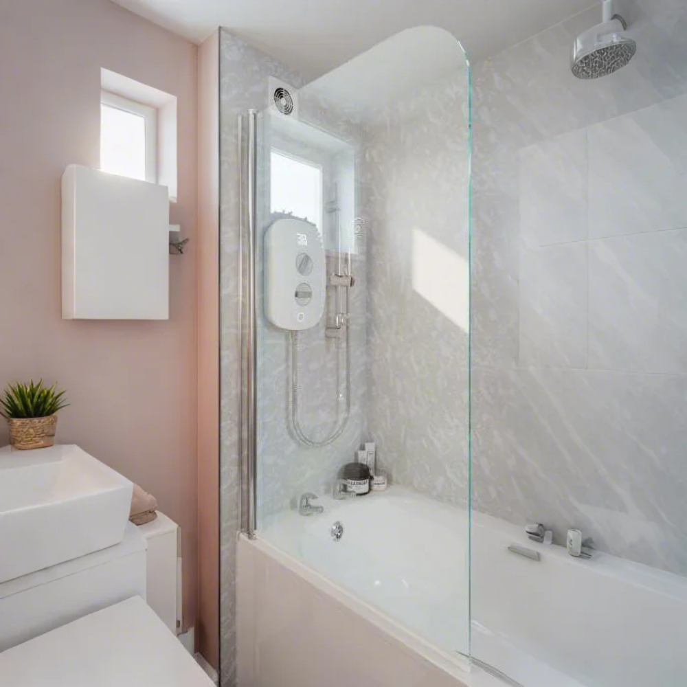 Hinged Curved Top Bath Shower Screen - 800mm