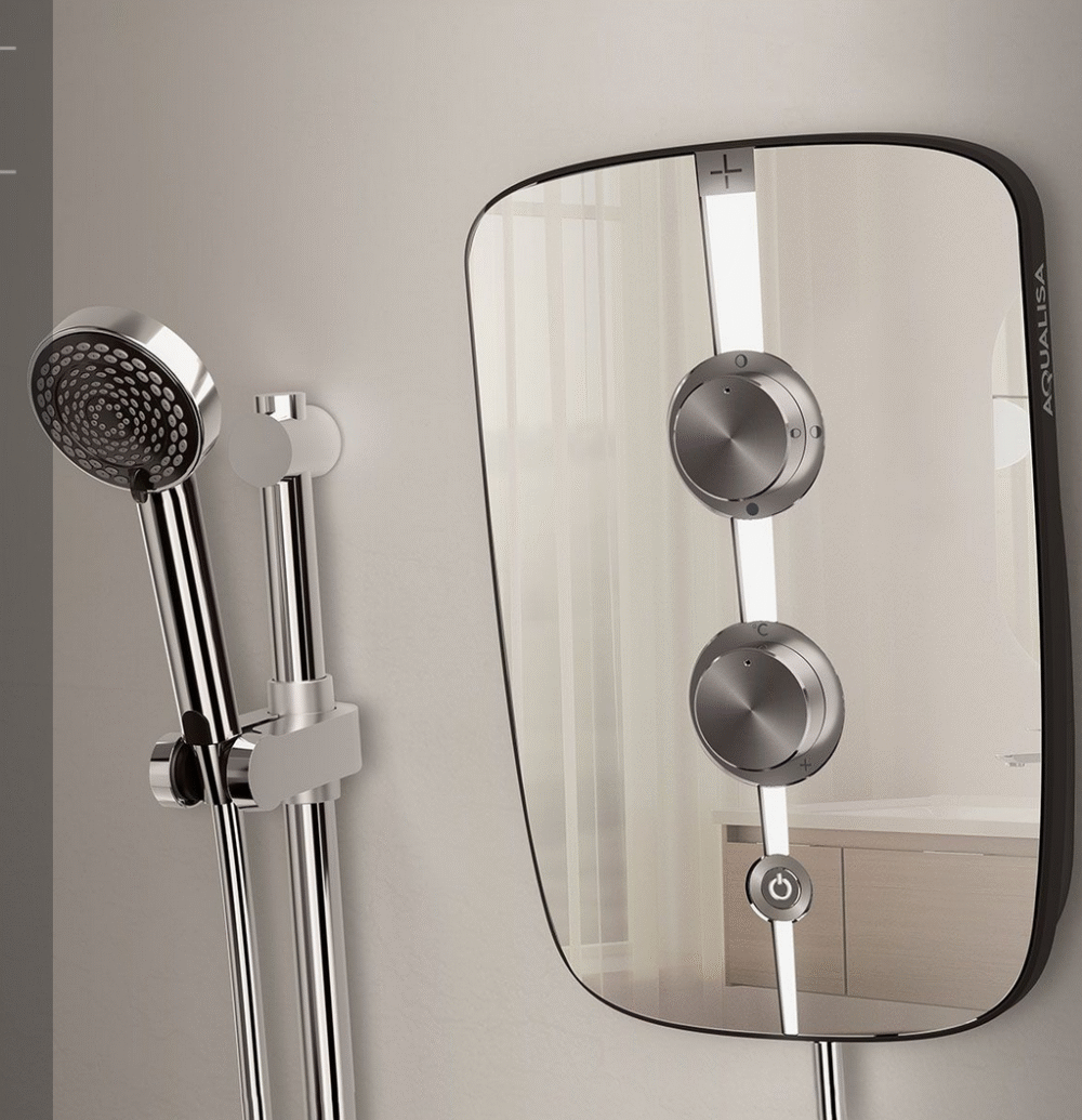 Aqualisa - LUMI+ - Electric Shower with Adj. Head (Mirrored & Chrome, 8.5 / 9.5 / 10.5kW) - Image 2