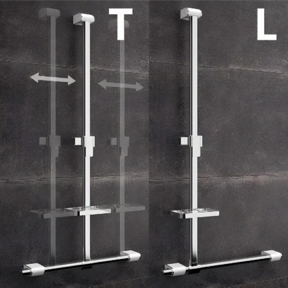 AKW - ONYX 2 - T & L Shaped Grab Rail (Chrome & White / Black)