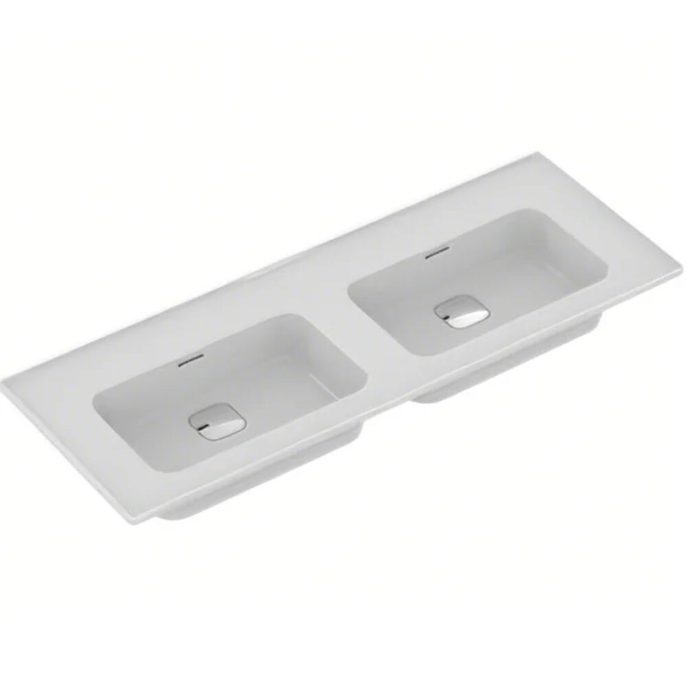 Ideal Standard -  STRADA II - Double, Vanity Basins with Clicker Waste, Overflow, 2TH or NTH (W1240 x L460 x H190)
