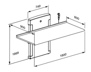 Pressalit - Changing table - 800 x 1800 mm - electrically height adjustable - foldable -Special Order Only - Image 3
