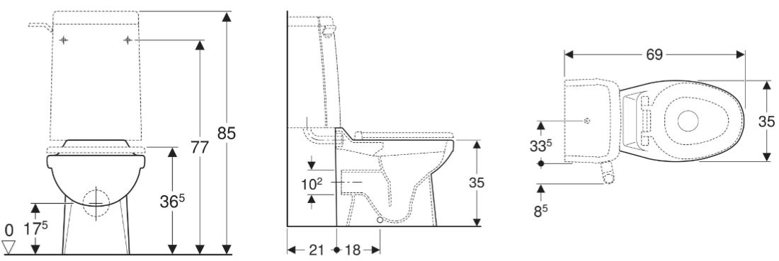 Twyford - SOLA - Floor-standing WC Toilet For Children, For Exposed / Close-Coupled / Concealed Cistern (W350 x D455 x H350mm) - Image 2