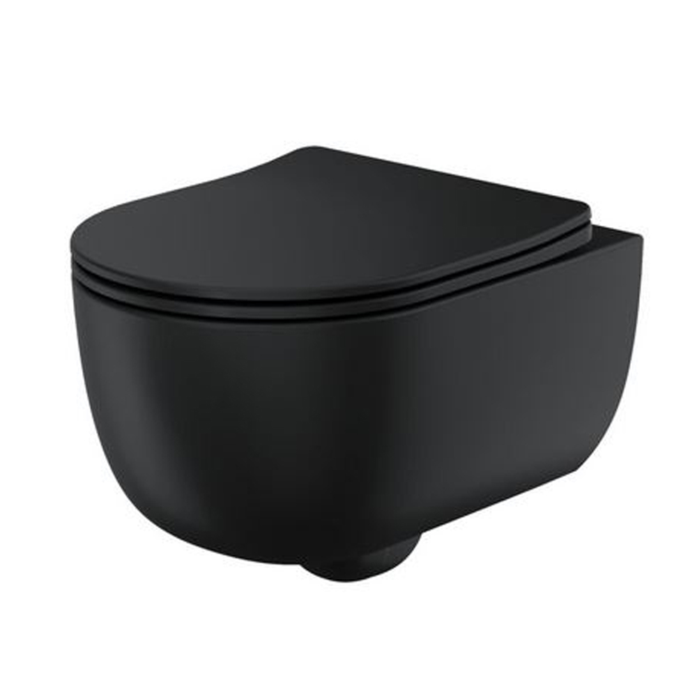 Scudo - RIVIERA - ROUND WC Toilet, Wall Hung (White / Black)