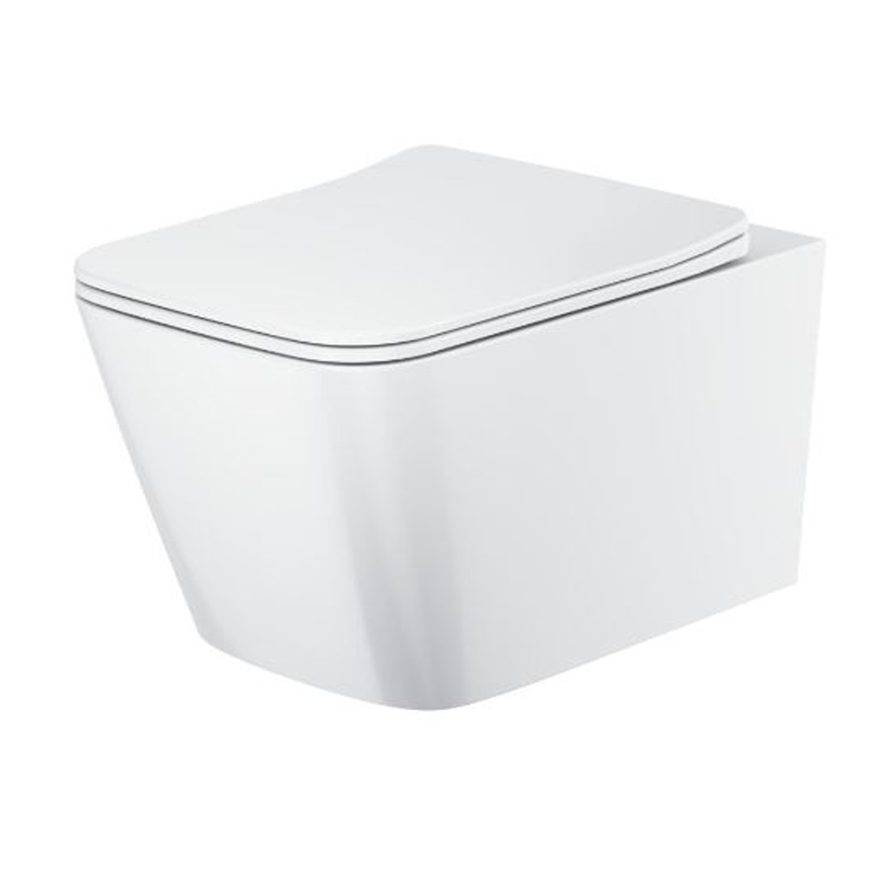 Scudo - RIVIERA - SQUARE WC Toilet, Wall Hung (White / Black)