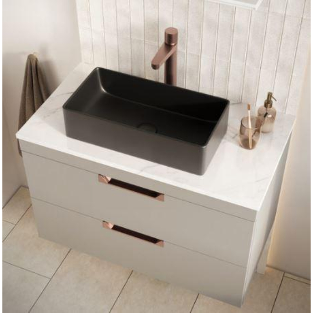 Scudo - RIVIERA - Countertop Rectangular Basin, 460mm (Black / White)