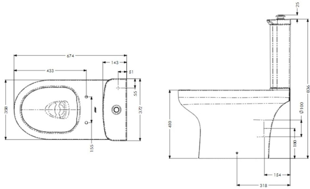 AKW - NAVLIN - Cistern & Raised Push Button Flush (Compatible with Navlin Pan) - Image 2
