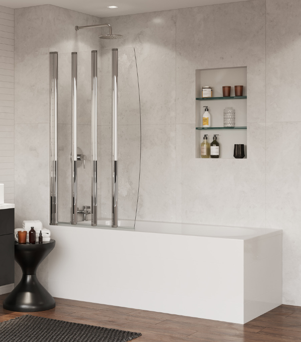 Coram - BATH SCREEN - Folding 4 Panel, Chrome