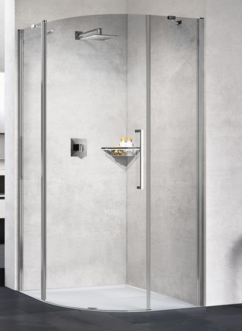 Novellini - YOUNG R1 - Shower Enclosure, Off-Set Quadrant OR Quadrant (1 Hinged Door + 2 Fixed Panels)